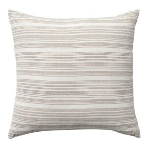 nate home by nate berkus textured cotton linen stripe decorative throw pillow | modern decor, cushion for couch, chairs, bedroom from mdesign - square size 20" x 20", natural/truffle (brown)