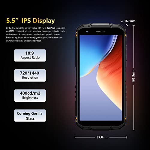 DOOGEE Rugged Smartphone, S41 PRO, Unlocked Android Phone 2023, 7GB+32GB SD 1TB, 5.5" HD, 4G Dual Sim Unlocked Cellphone, 6300mAh, Android 12/IP68 Waterproof/Military Grade Android Phone/NFC | Black