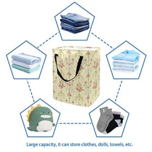 Vintage European Pattern Print Collapsible Laundry Hamper, 60L Waterproof Laundry Baskets Washing Bin Clothes Toys Storage for Dorm Bathroom Bedroom