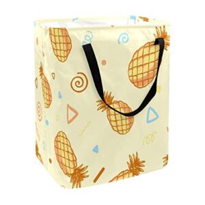 fruits pineapple background print collapsible laundry hamper, 60l waterproof laundry baskets washing bin clothes toys storage for dorm bathroom bedroom