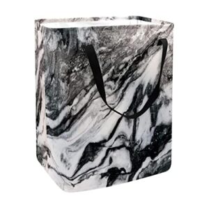 gray and black marble slab print collapsible laundry hamper, 60l waterproof laundry baskets washing bin clothes toys storage for dorm bathroom bedroom