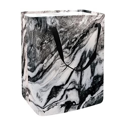 Gray and Black Marble Slab Print Collapsible Laundry Hamper, 60L Waterproof Laundry Baskets Washing Bin Clothes Toys Storage for Dorm Bathroom Bedroom