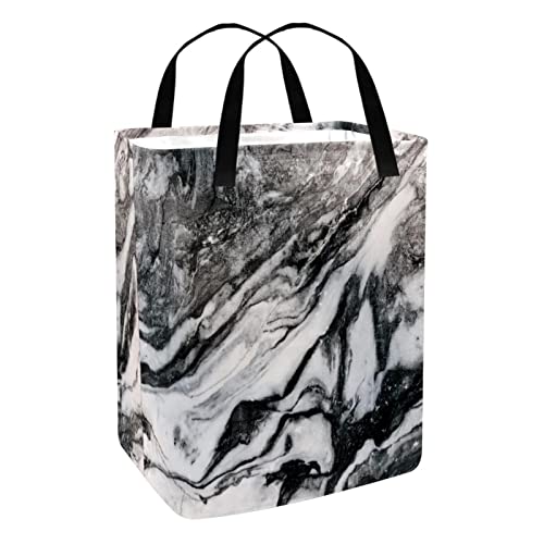 Gray and Black Marble Slab Print Collapsible Laundry Hamper, 60L Waterproof Laundry Baskets Washing Bin Clothes Toys Storage for Dorm Bathroom Bedroom