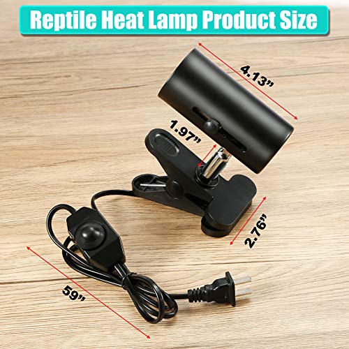 Reptile Heat Lamp,Adjustable and Rotates 360°,25W Reptile Turtle Basking Light with 2 Lamp Holder,3 Bulbs UVA UVB and Thermometer,Clamp Pet Heating Light for Reptile,Lizard, Aquatic Turtle,Snake