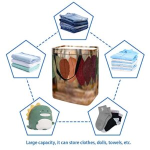 Leaves Hang on Rope Print Collapsible Laundry Hamper, 60L Waterproof Laundry Baskets Washing Bin Clothes Toys Storage for Dorm Bathroom Bedroom