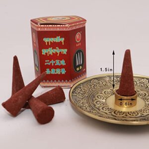 Tibetan Herbal Incense Cones - Natural Organic Meditation Incense Cones - Composition of 25 Natural Plants for Eliminating Odors and Dispelling Negative Energy