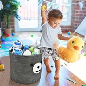 Large Storage Laundry Basket - Woven Blanket Basket Laundry Hamper for Toys Blankets Towels Clothes Throws 15.4" x 13.8"