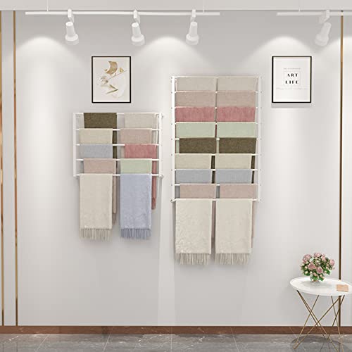 Large Scarf Rack, Wall Mount Commercial Retail Display Holder for Bedroom Closet, Hanger Stand for Trouser, Clothes, Shawls, Wraps, Towels (Color : White, Size : 60x120cm/23.6x47.2in)