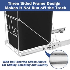 Pull Out Adjustable Under Cabinet Trash Can Pull Out Slider Slide Shelf for Kitchen Sink, Fit for Most 7-11 Gallon Garbage Can - Trash Can Not Included