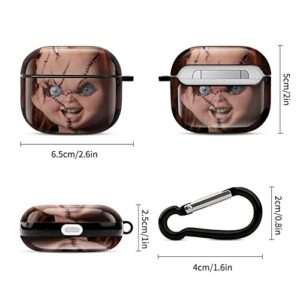 Bride of Chucky for AirPods 3rd Generation Case with Keychain Whole Body Anime Printing Shockproof Protective Case Cover for Wireless Charging Compatible with AirPods 3