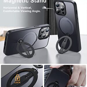 EWA Designed for iPhone 14 Pro Max Case (6.7 Inch) Compatible with MagSafe, MagOne Case with Stand, Ring Holder Strap Grip, Shockproof Protection (Matt Black)