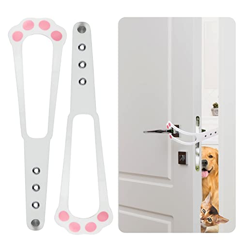 2Pcs Cat Door Holder Latch, Flex Door Stopper to Keep Dogs Away, Easy Way for Cats in