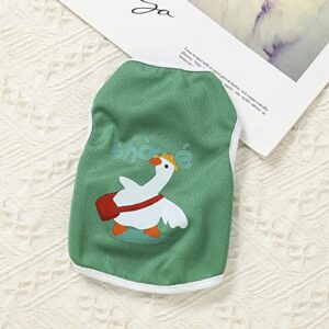 Dog Shirts, Colorful Puppy Sweatshirt, Cartoon Swan Print Cat Dog Sleeveless Top, Breathable Pet Printed T-Shirts for Small Medium Large Boy Girl Doggie Cats Green XS