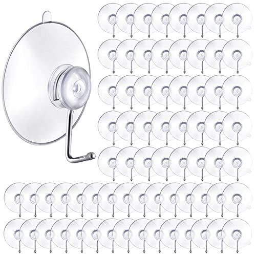 240 Pcs Suction Cup Hooks Bulk 1.8 Inch Hanger Clear PVC Suction Cups with Metal Hooks Window Suction Cups with Hooks Small Shower Suction Hook Removable Window Hook Glass Wall Hangers