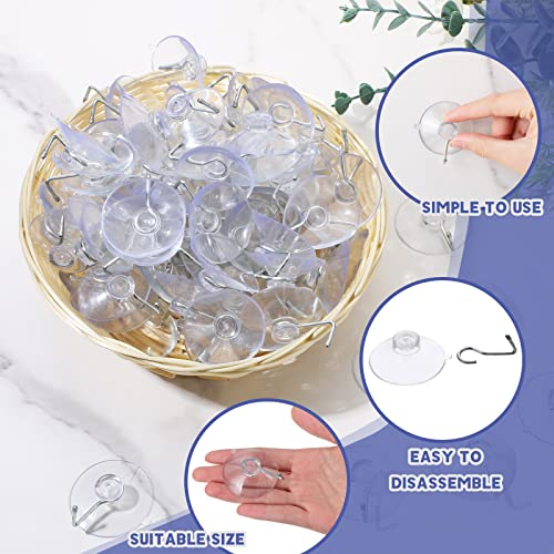 240 Pcs Suction Cup Hooks Bulk 1.8 Inch Hanger Clear PVC Suction Cups with Metal Hooks Window Suction Cups with Hooks Small Shower Suction Hook Removable Window Hook Glass Wall Hangers