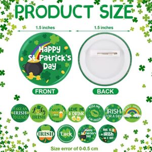 48 Pcs St. Patrick's Day Buttons Set Shamrock Irish Pin Badges Luck Happy St. Patrick's Party Buttons Irish Green Button Pins for Kids Adults St. Patrick's Day Decorations Leprechaun Party Favors