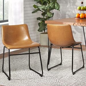 waleaf dining chairs,faux leather dining chairs set of 2,18 inch kitchen dining room chairs with backrest and metal leg,mid century modern armless chair,upholstered seat