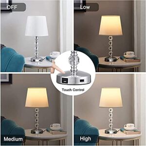 Unfusne Lamps for bedrooms Set of 4, Touch Control Table Lamp 3 Way Dimmable Nightstand Lamp with Fabric Shade, Small Lamp Set of 2 for Living Room, Dorm, Home,Office