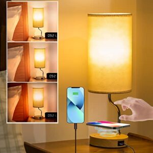 Unfusne Lamps for bedrooms Set of 2, Touch Control Table Lamp 3 Way Dimmable Nightstand Lamp with Fabric Shade, Small Lamp Set of 2 for Living Room, Dorm, Home,Office