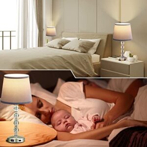 Unfusne Lamps for bedrooms Set of 2, Touch Control Table Lamp 3 Way Dimmable Nightstand Lamp with Fabric Shade, Small Lamp Set of 2 for Living Room, Dorm, Home,Office