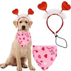 valentine's day dog headband and dog saliva towel,valentines day pet costume accessories,valentines day pet outfit hair accessories