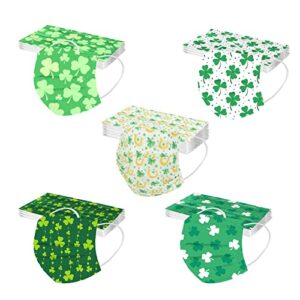 50pack women's disposable st. patrick's day masks disposable women adult green anti-dust irish clover st. paddy's day
