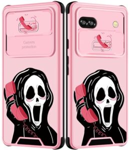 goocrux for google pixel 6a case skeleton for women girls cute skull girly phone cover gothic design aesthetic with slide camera cover funny goth cool cases for pixel 6a 5g 6.1 inch