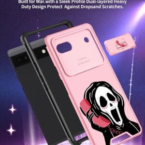 Goocrux for Google Pixel 6A Case Skeleton for Women Girls Cute Skull Girly Phone Cover Gothic Design Aesthetic with Slide Camera Cover Funny Goth Cool Cases for Pixel 6A 5G 6.1 inch