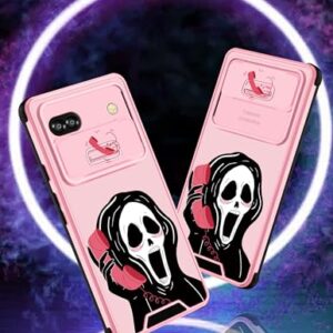 Goocrux for Google Pixel 6A Case Skeleton for Women Girls Cute Skull Girly Phone Cover Gothic Design Aesthetic with Slide Camera Cover Funny Goth Cool Cases for Pixel 6A 5G 6.1 inch