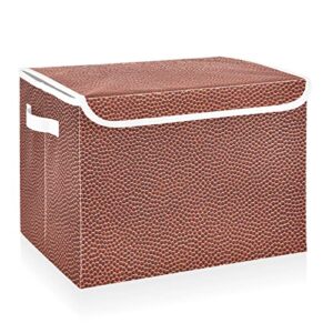 cataku football game storage bins with lids and handles, fabric large storage container cube basket with lid decorative storage boxes for organizing clothes