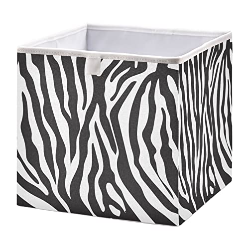 Kigai Zebra Print Cube Storage Bins - 11x11x11 in Large Foldable Cubes Organizer Storage Basket for Home Office, Nursery, Shelf, Closet