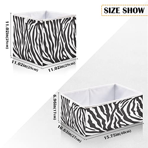 Kigai Zebra Print Cube Storage Bins - 11x11x11 in Large Foldable Cubes Organizer Storage Basket for Home Office, Nursery, Shelf, Closet