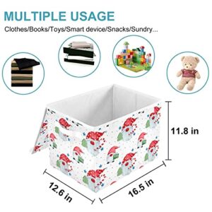 CaTaKu Star Gnome Cute Storage Bins with Lids and Handles, Fabric Large Storage Container Cube Basket with Lid Decorative Storage Boxes for Organizing Clothes