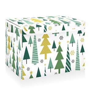 cataku christmas tree geen storage bins with lids and handles, fabric large storage container cube basket with lid decorative storage boxes for organizing clothes