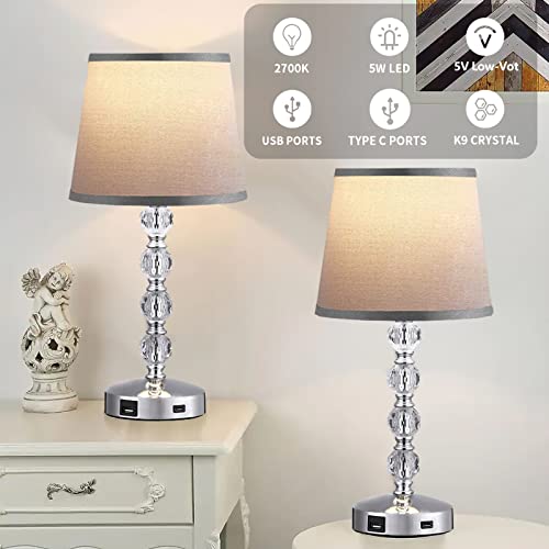 Unfusne Lamps for bedrooms Set of 4, Touch Control Table Lamp 3 Way Dimmable Nightstand Lamp with Fabric Shade, Small Lamp Set of 2 for Living Room, Dorm, Home,Office