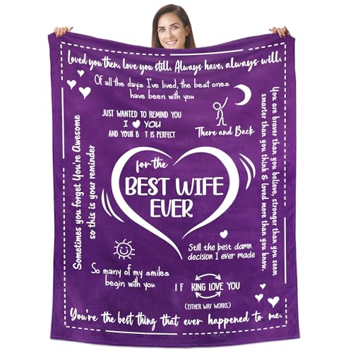 Gifts For Wife, Anniversary, Valentine's Day, Christmas, Thanksgiving, Birthday Gifts for Her, I Love You Gifts For Her, Wife Gifts from Husband, Present for Wife - Throw Blanket for Women 60x80