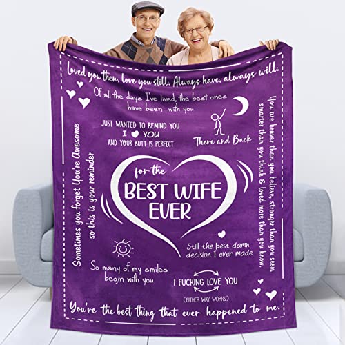 Gifts For Wife, Anniversary, Valentine's Day, Christmas, Thanksgiving, Birthday Gifts for Her, I Love You Gifts For Her, Wife Gifts from Husband, Present for Wife - Throw Blanket for Women 60x80