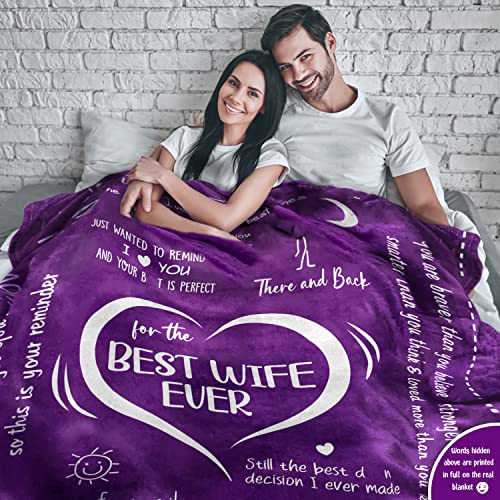 Gifts For Wife, Anniversary, Valentine's Day, Christmas, Thanksgiving, Birthday Gifts for Her, I Love You Gifts For Her, Wife Gifts from Husband, Present for Wife - Throw Blanket for Women 60x80