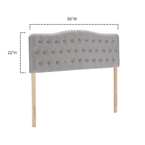 Iroomy Upholstered Full Headboard, Button Diamond Tufted Headboard with Adjustable Height and Solid Wood Leg, Linen Fabric Padded Headboard for Full Size Bed, Mordern Head Board, Grey