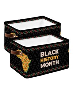 colorful rhombus map storage bins with handles - waterproof fabric collapsible canvas cube storage organizer,rectangle large storage baskets,african american party month black day history 2 packs