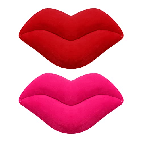 Amosfun 2Pcs Lip Throw Pillows Decorative Pillows Kiss Pillow Throw Pillows Wedding Throw Pillow Cushion for Valentines Day Wedding Party Decorations