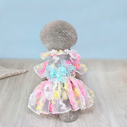 Dog Clothes Cotton Pet Dress Spring and Summer Pet Clothes Spring Cute Pet Supplies Cotton Puppy Clothes Girl Wedding Dress