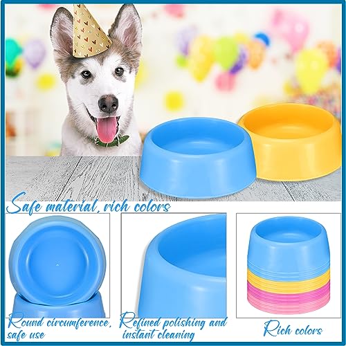 12 Pcs Plastic Dog Bowls Puppy Bowls for Dogs Birthday Party Paw Patrol Party Reusable Pet Bowls for Kitten and Puppy