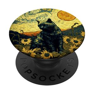 van gogh cat popsockets swappable popgrip