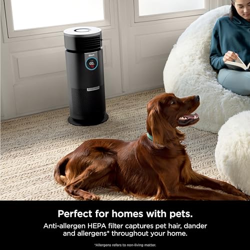 Shark HC451 3-in-1 Clean Sense Air Purifier, Heater & Fan, HEPA Filter, 500 Sq Ft, Oscillating, Small Room, Bedroom, Office, Captures 99.98% of Particles for Clean Air, Dust, Smoke & Allergens, Black