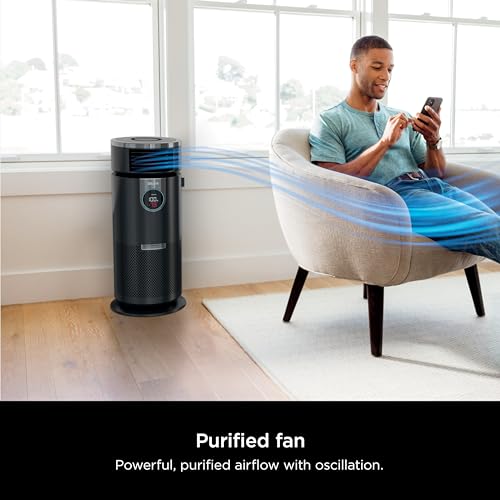 Shark HC451 3-in-1 Clean Sense Air Purifier, Heater & Fan, HEPA Filter, 500 Sq Ft, Oscillating, Small Room, Bedroom, Office, Captures 99.98% of Particles for Clean Air, Dust, Smoke & Allergens, Black