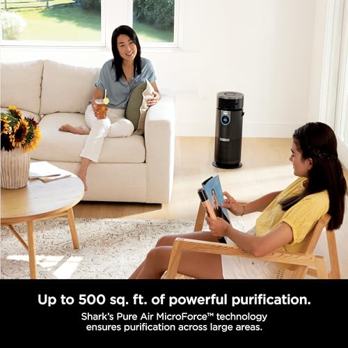 Shark HC451 3-in-1 Clean Sense Air Purifier, Heater & Fan, HEPA Filter, 500 Sq Ft, Oscillating, Small Room, Bedroom, Office, Captures 99.98% of Particles for Clean Air, Dust, Smoke & Allergens, Black