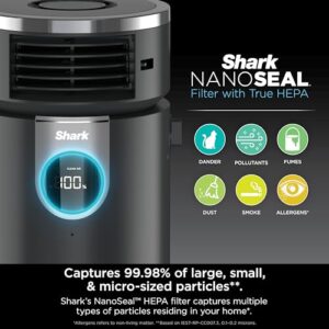 Shark HC451 3-in-1 Clean Sense Air Purifier, Heater & Fan, HEPA Filter, 500 Sq Ft, Oscillating, Small Room, Bedroom, Office, Captures 99.98% of Particles for Clean Air, Dust, Smoke & Allergens, Black