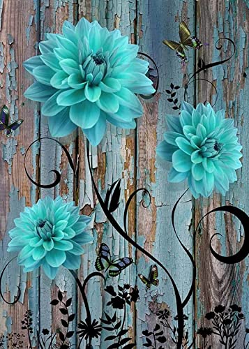 Rustic Flower Painting Kits Farmhouse 5D Diamond Art Kits for Beginner, DIY Full Drill Diamond Dots Paintings with Diamonds Gem Art and Crafts for Adults Home Wall Decor