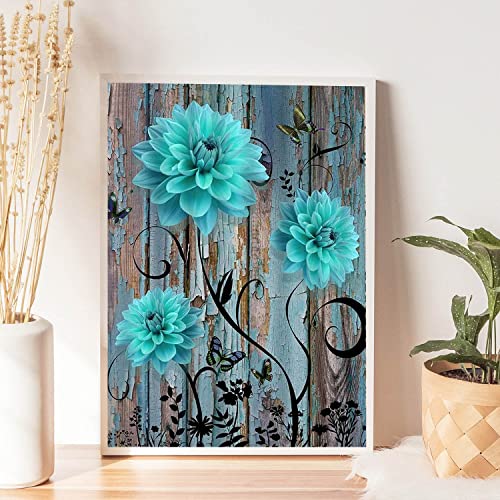 Rustic Flower Painting Kits Farmhouse 5D Diamond Art Kits for Beginner, DIY Full Drill Diamond Dots Paintings with Diamonds Gem Art and Crafts for Adults Home Wall Decor